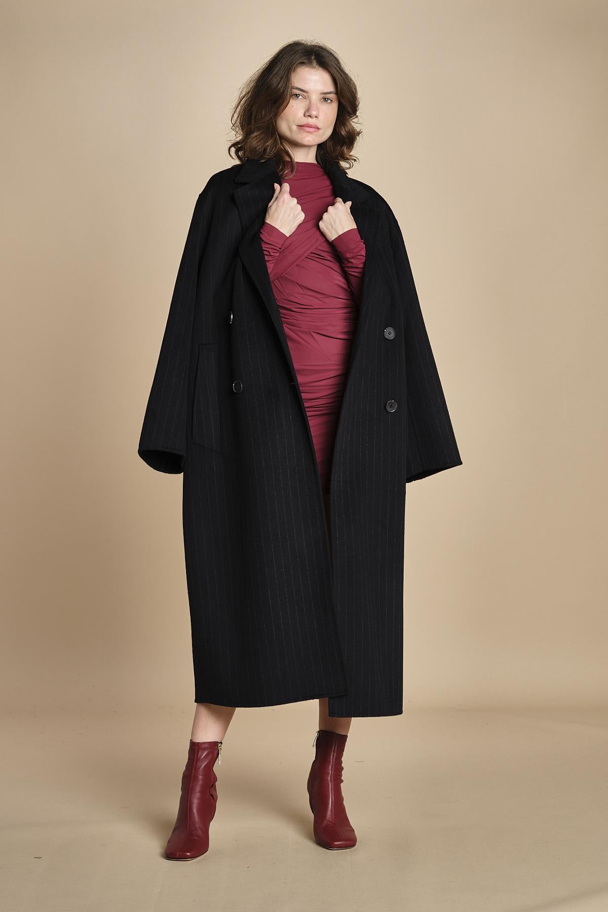 abito longuette con drappeggio FRANCIS BURGUNDY amazuìn 