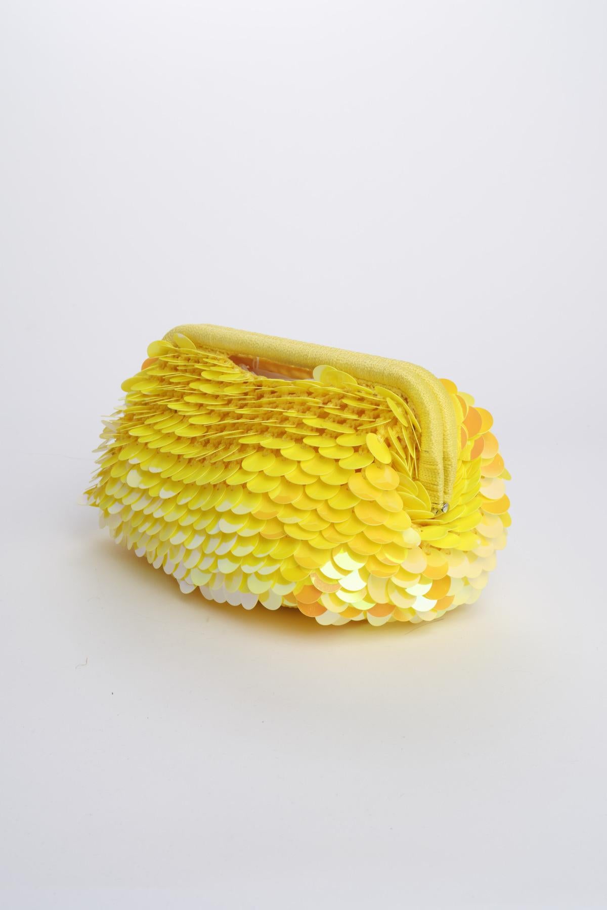 Clutch SANTORINI grande con paillettes BAG SANTORINI YELLOW boheme couture 
