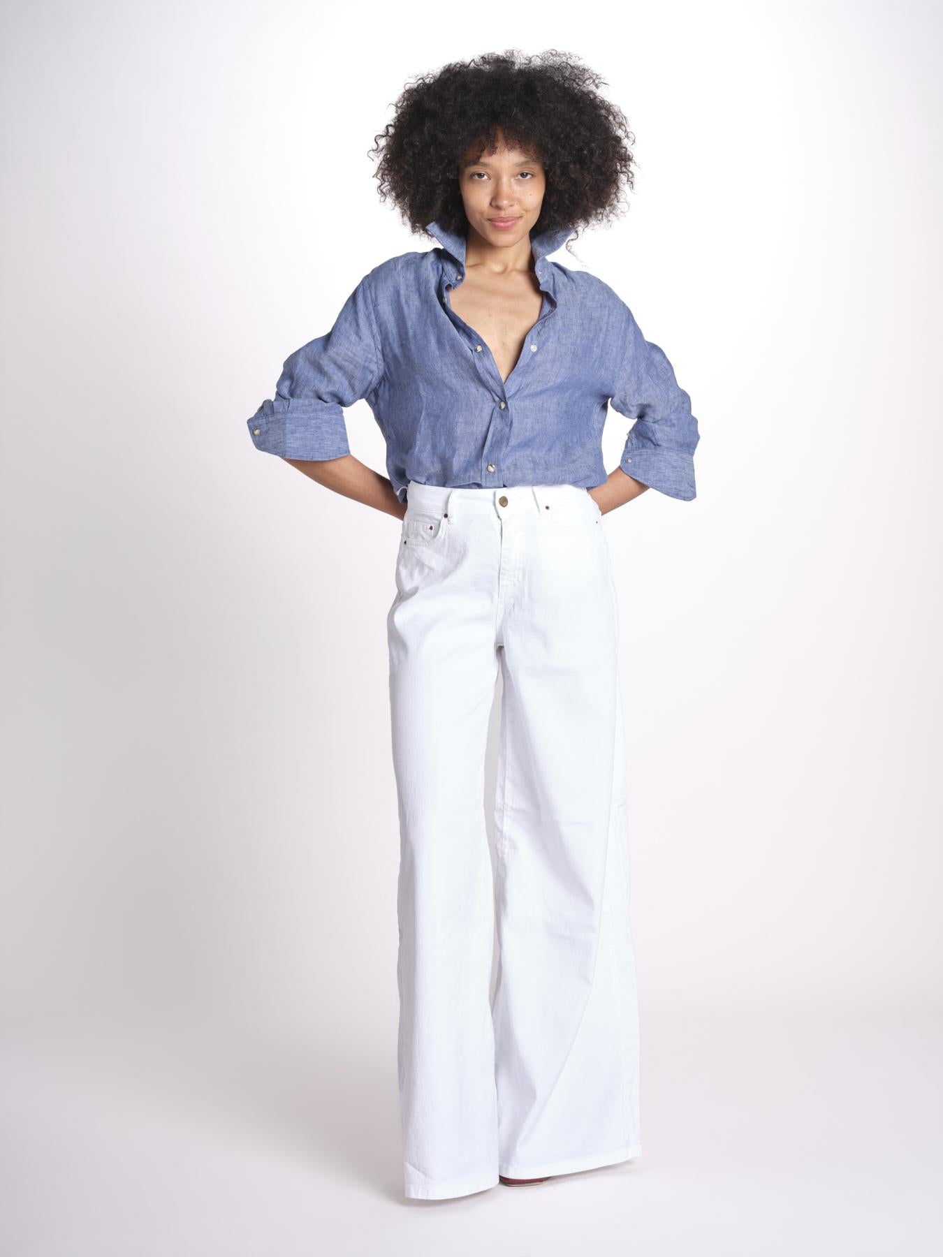 pantalone 4 tasche in misto lino SERENA XML01 001 BIANCO ps don't forget me 