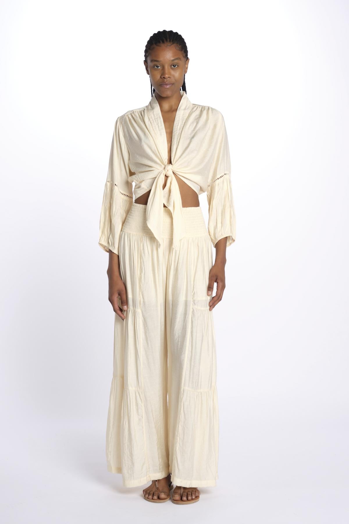 MARIA top con nodo e maniche lunghe MARIA SAND laraethnics 