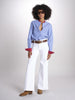 camicia a righe con collo guru