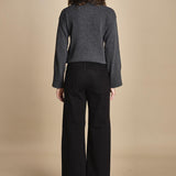denim a zampa con taschine FAUVE BLACK fam 