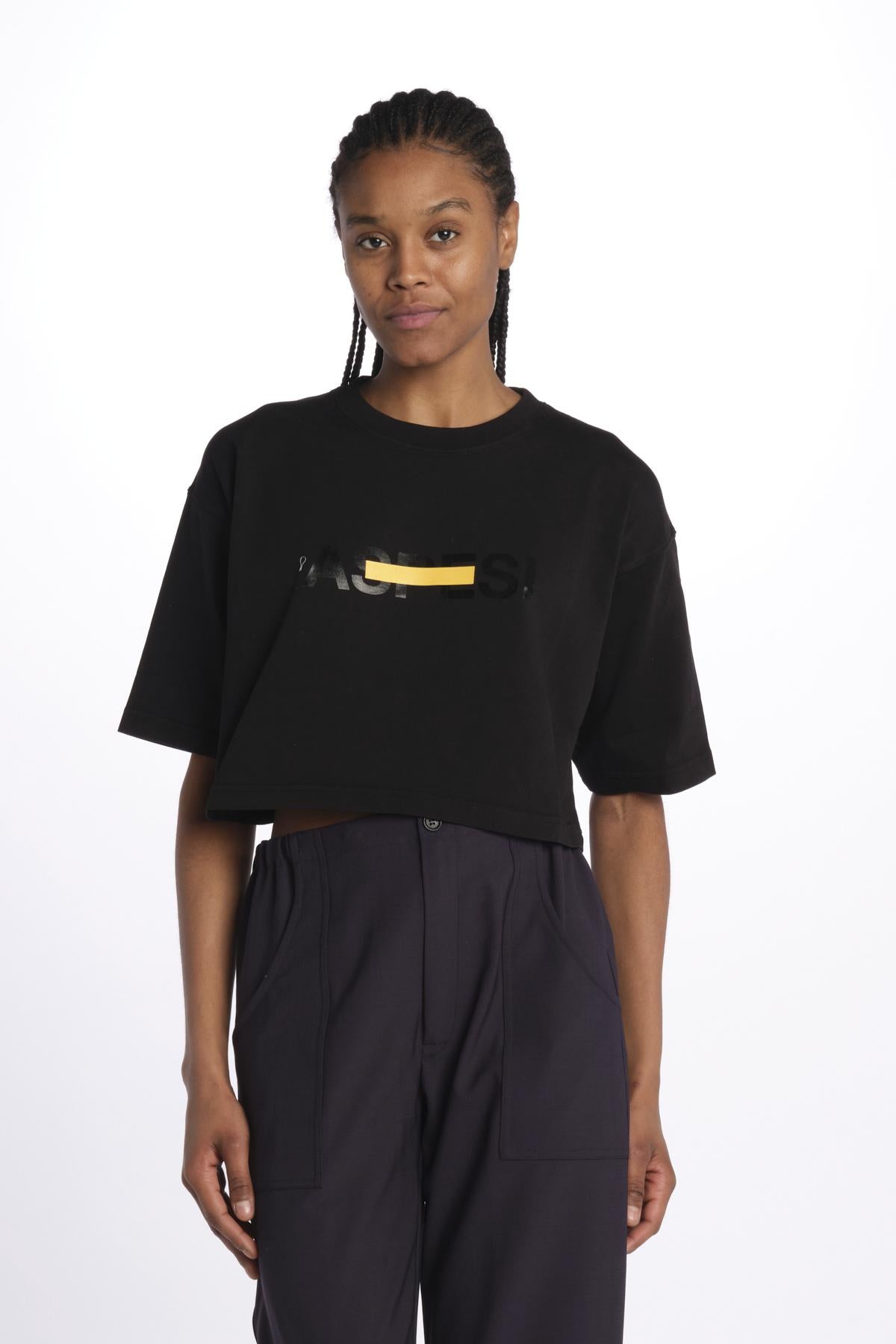 T-Shirt cropped logo Z500 NERO aspesi 