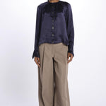 Camicia manica sbuffo CUTWORK BE24499 NAVY milaura 
