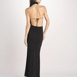 abito lungo con scollo drappeggiato RHAPSODY NERO undress code 