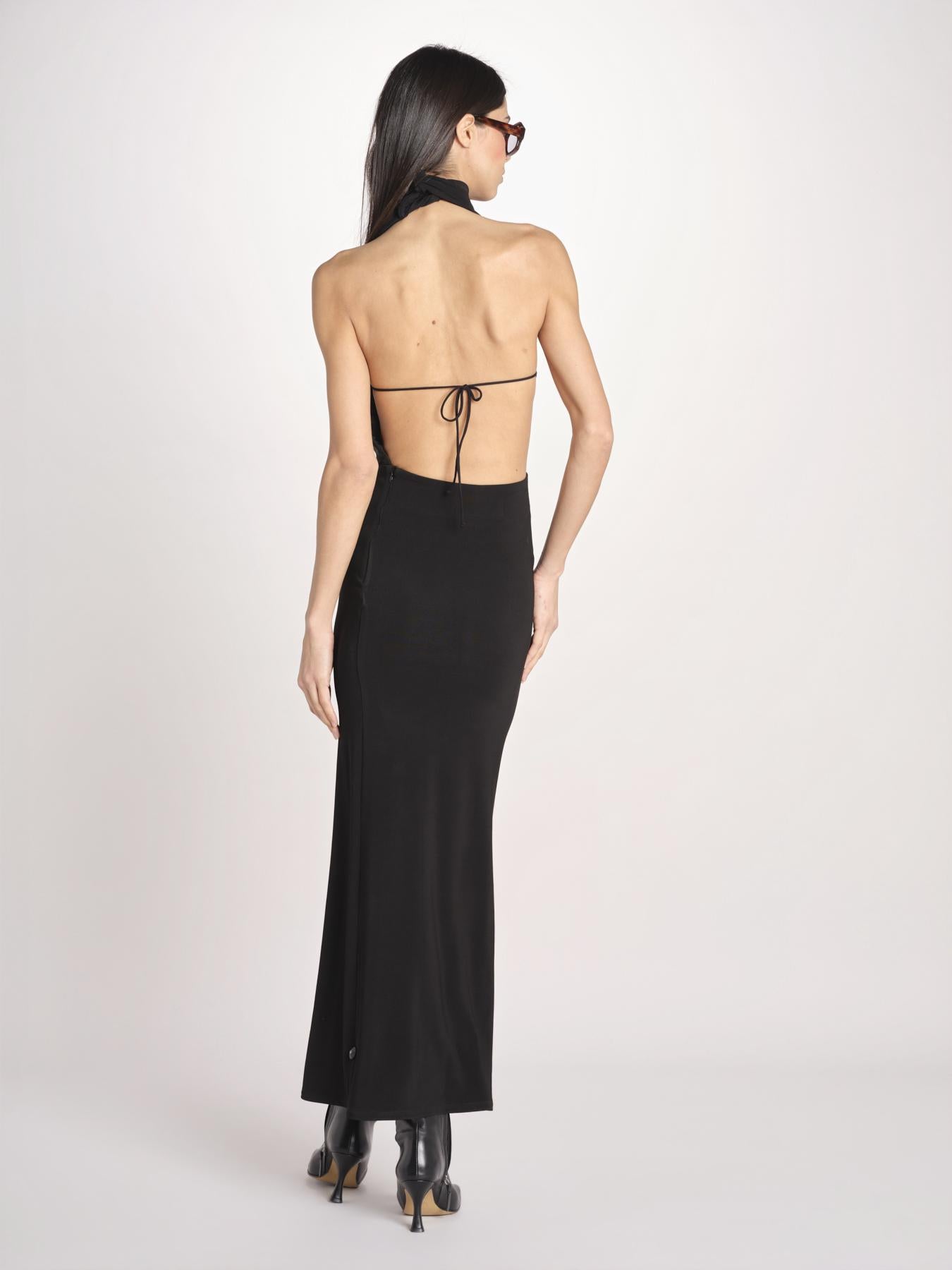 abito lungo con scollo drappeggiato RHAPSODY NERO undress code 