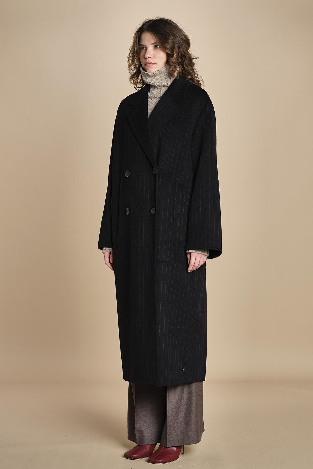 cappotto doppiopetto CLARA IO1111105 MC2163 PINSTRIPE ivy oak 