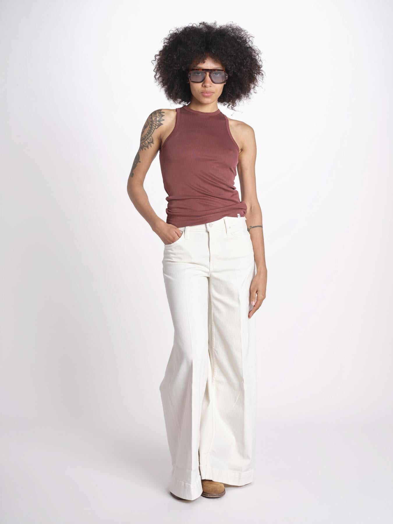 denim largo con olrlo alto 12328-753 THE MID RISE HEADLINER SNEAK CFS CREAM PUFFS mother 