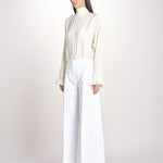 pantalone largo con nervature ORIANA 540 54 14 BIANCO quelledue 