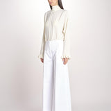 pantalone largo con nervature ORIANA 540 54 14 BIANCO quelledue 
