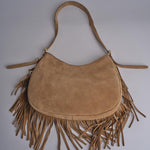 tracolla in camoscio con frange VIVIENNE SUEDE AB07 TABACCO via mail bag 