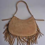 tracolla in camoscio con frange VIVIENNE SUEDE AB07 TABACCO via mail bag 