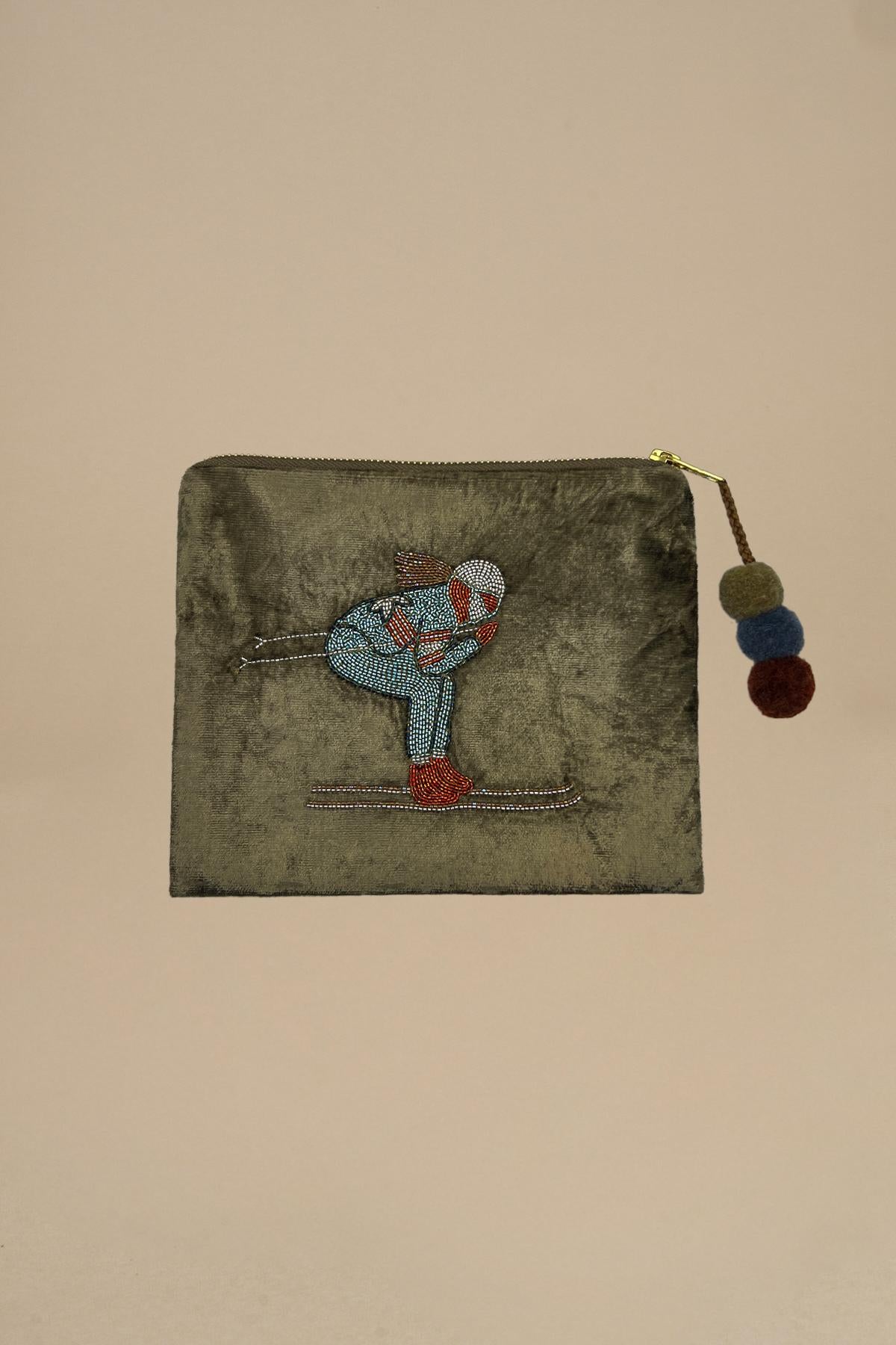 bustina sciatore in pailettes C25P0803 KAKHI milaura 