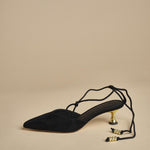 decolté in suede con lacci alla caviglia ODESSA 50 F887SDE BLK studio AMELIA 