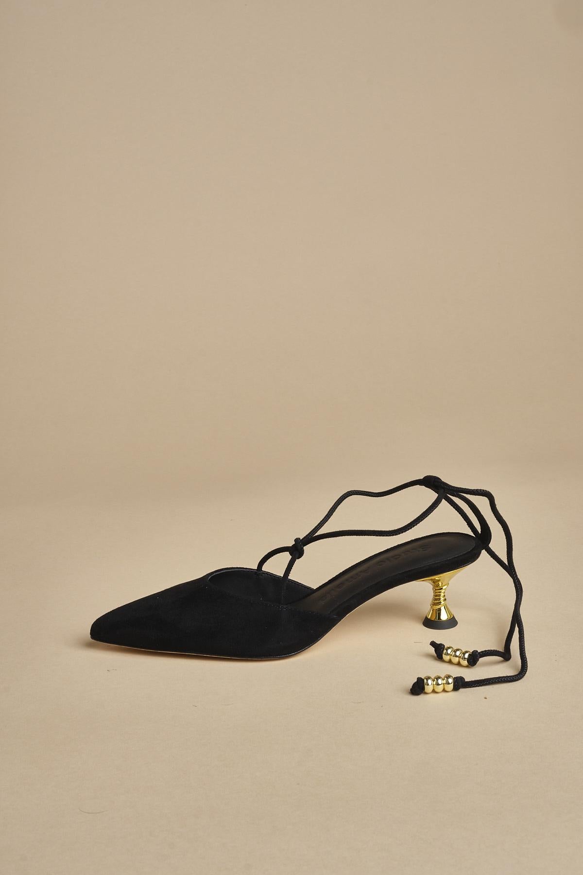 decolté in suede con lacci alla caviglia ODESSA 50 F887SDE BLK studio AMELIA 