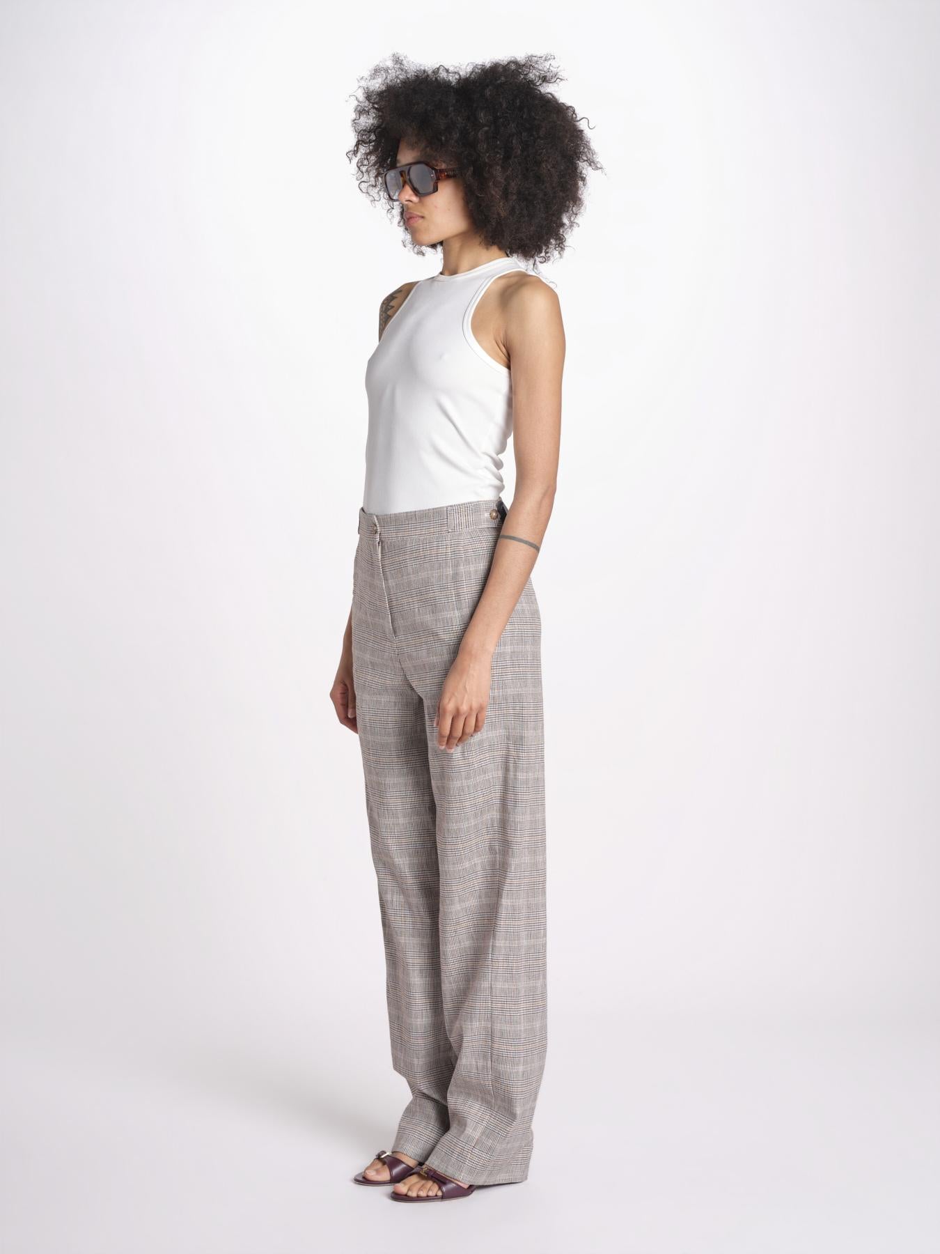 pantalone in principe di galles 16P005CO251 P671 BROWN MULTI ines de la fressange 
