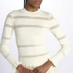 Maglia DEVON m/l inserto pizzo 020 CREAM sea ny 
