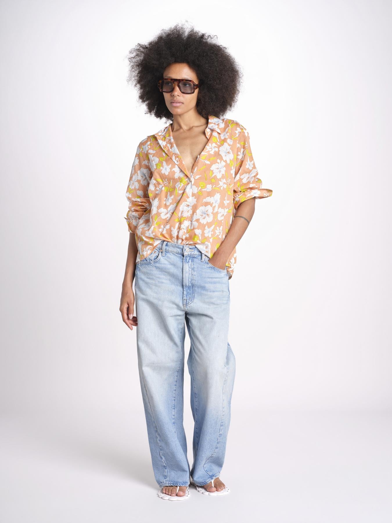 camicia stampa fiori VT6247 PEACH zen ethic 