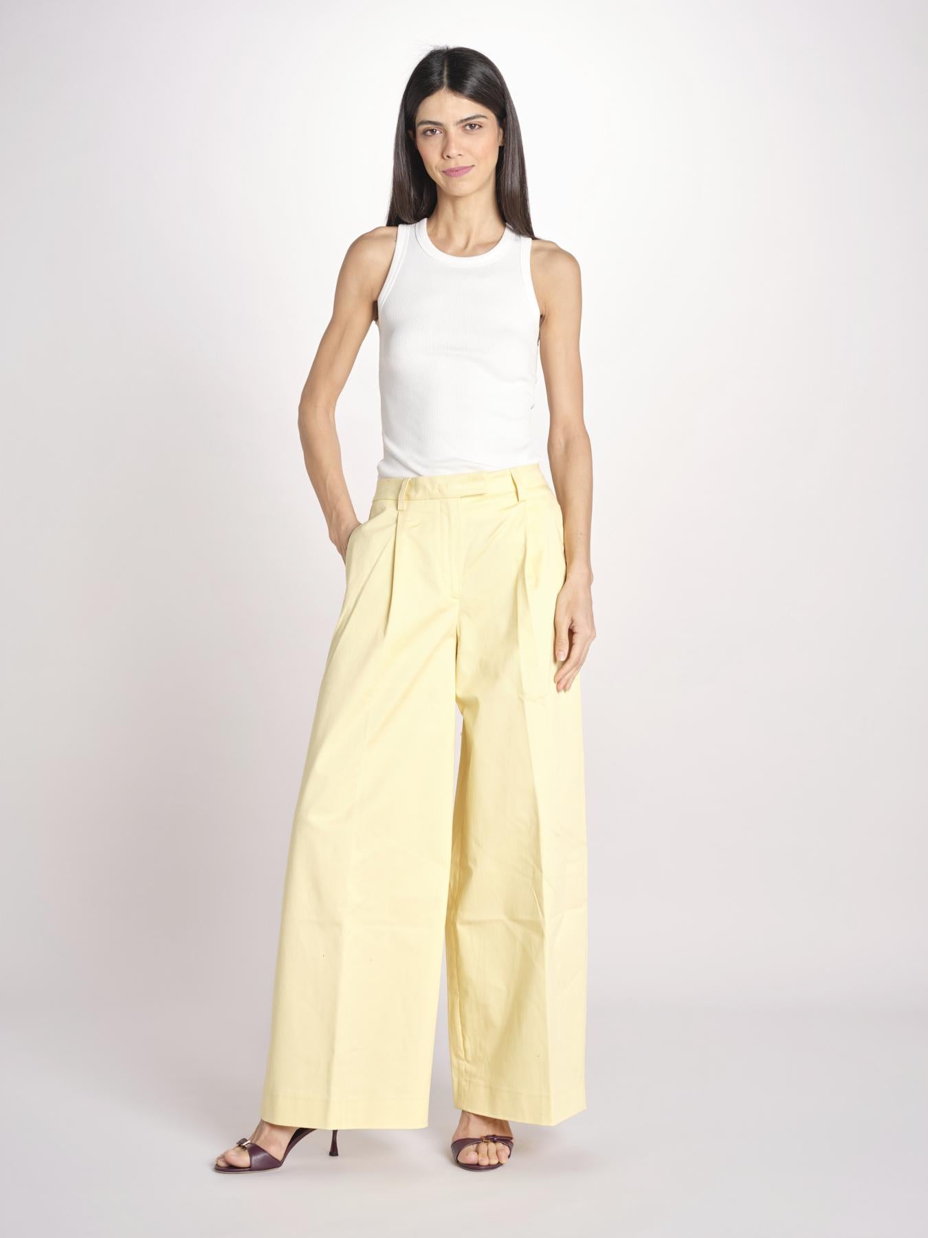 pantalone a vita bassa in gabardina DEVA T3118 T0176 LIGHT YELLOW the latest 