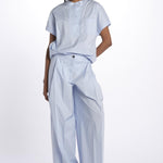 Pant PETRA 2 pinces popeline PETRA PE66 AZZURRO nine in the morning 