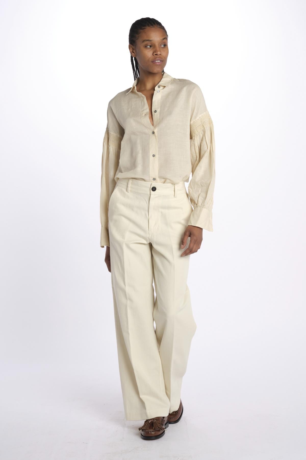 Pantalone dritto cotone lino 7179 21619 150 pomandère 