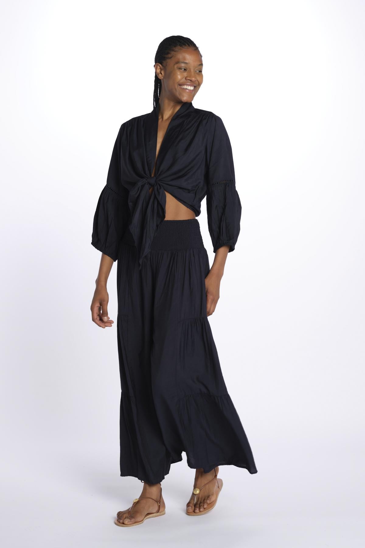 EMILE pantaloni con balze EMILE INDIGO laraethnics 