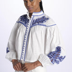 Camicia ZILLENO m/l ricamo foglie ZILLENO WHITE scarlett poppies 