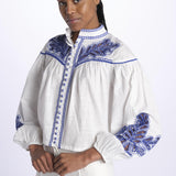 Camicia ZILLENO m/l ricamo foglie ZILLENO WHITE scarlett poppies 
