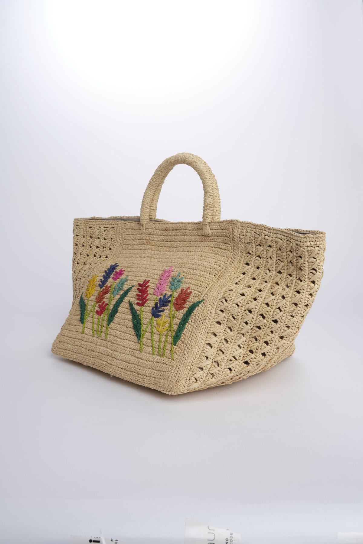 MIZO borsa shopping con fiori ricamati 01BG535 ECRU bagatelle france 