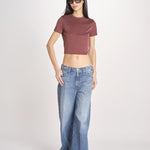 t-shirt a costine PARGA 026TS614RM VINO woc 