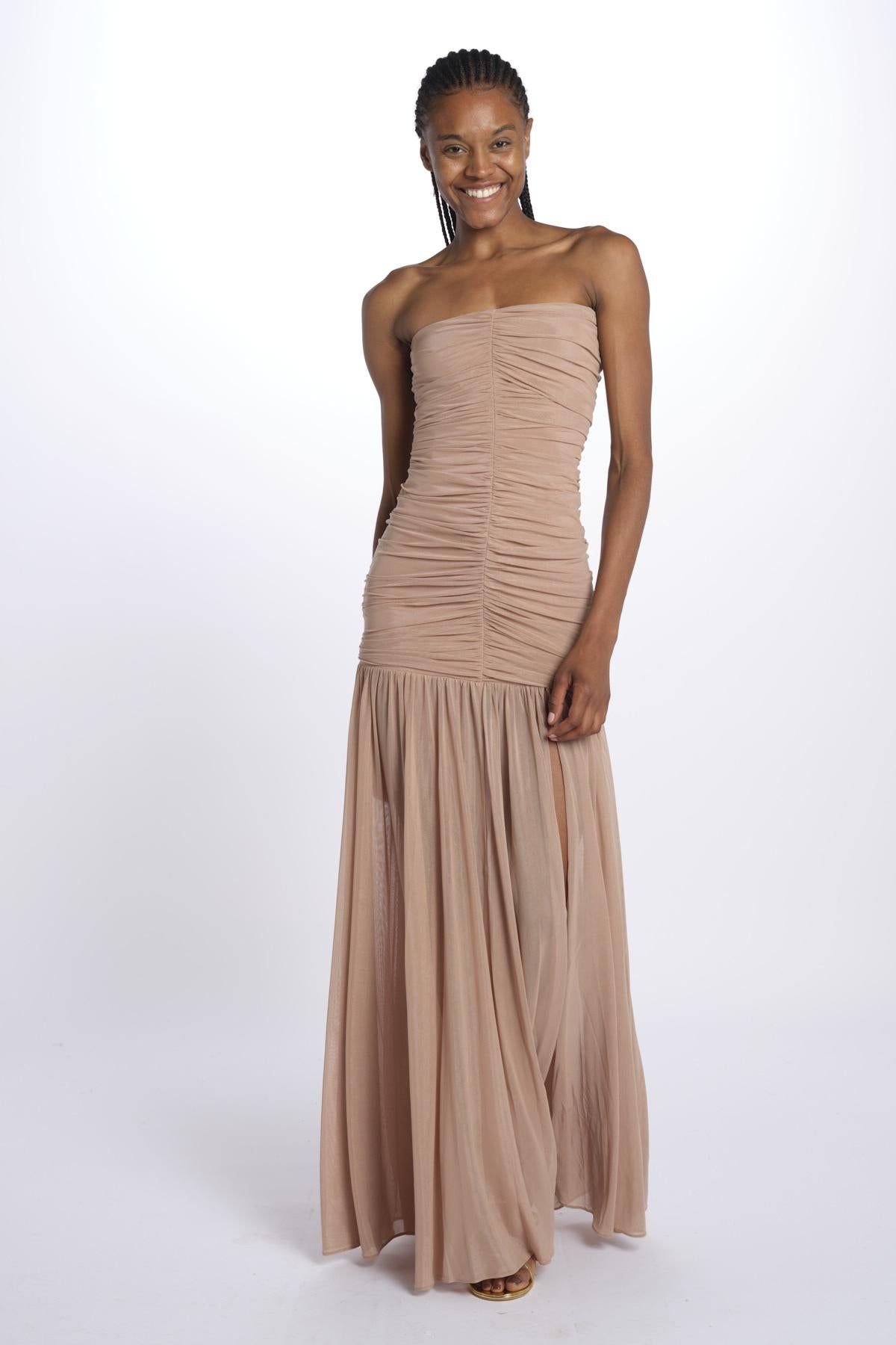 ADELE abito in tulle plisse SS24 9129 LATTE retrofete 