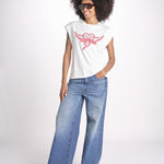 t-shirt senza maniche con cuore rosso di strass JWTT01280 JUDO 103 zadig & voltaire 