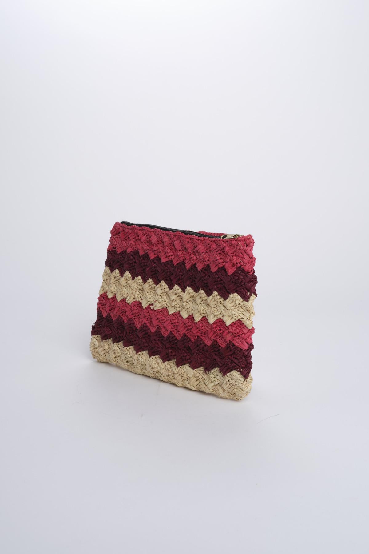 PERLA pochette a righe PERLA FUXIA camalya 