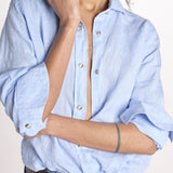 camicia uomo lino con automatici SABRILI AZZURRO milaura 