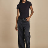 t-shirt a costine con manica corta THE RIB BABY TEE WE24JKT015 NERO frame 