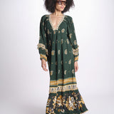 abito lungo stampa paisley 351135 AYLA GREEN 26009 farm rio 