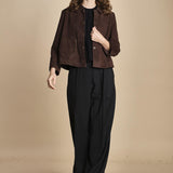 giacchina in camoscio con collo rotondo MILAS CHOCOLAT ba&sh 