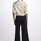 Pantalone MELODY D cropped cotone tinto capo MELODYD408801 80 quelledue 
