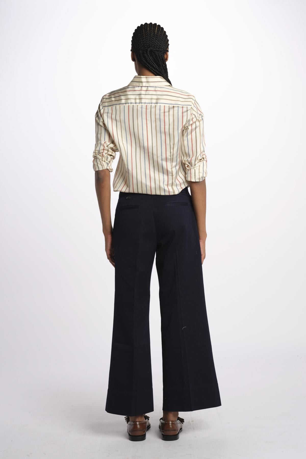 Pantalone MELODY D cropped cotone tinto capo MELODYD408801 80 quelledue 
