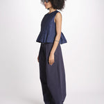 embossed top FAYETTA TANK NAVY sea ny 