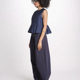 embossed top FAYETTA TANK NAVY sea ny 