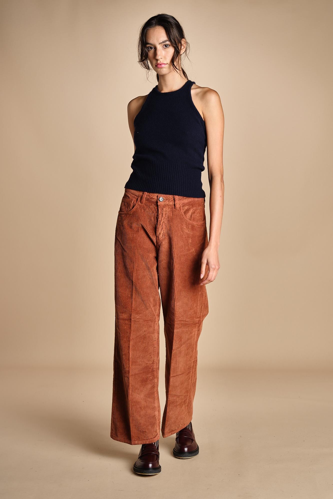 pantalone in velluto cropped ZELDA RUSSETED true avenue 