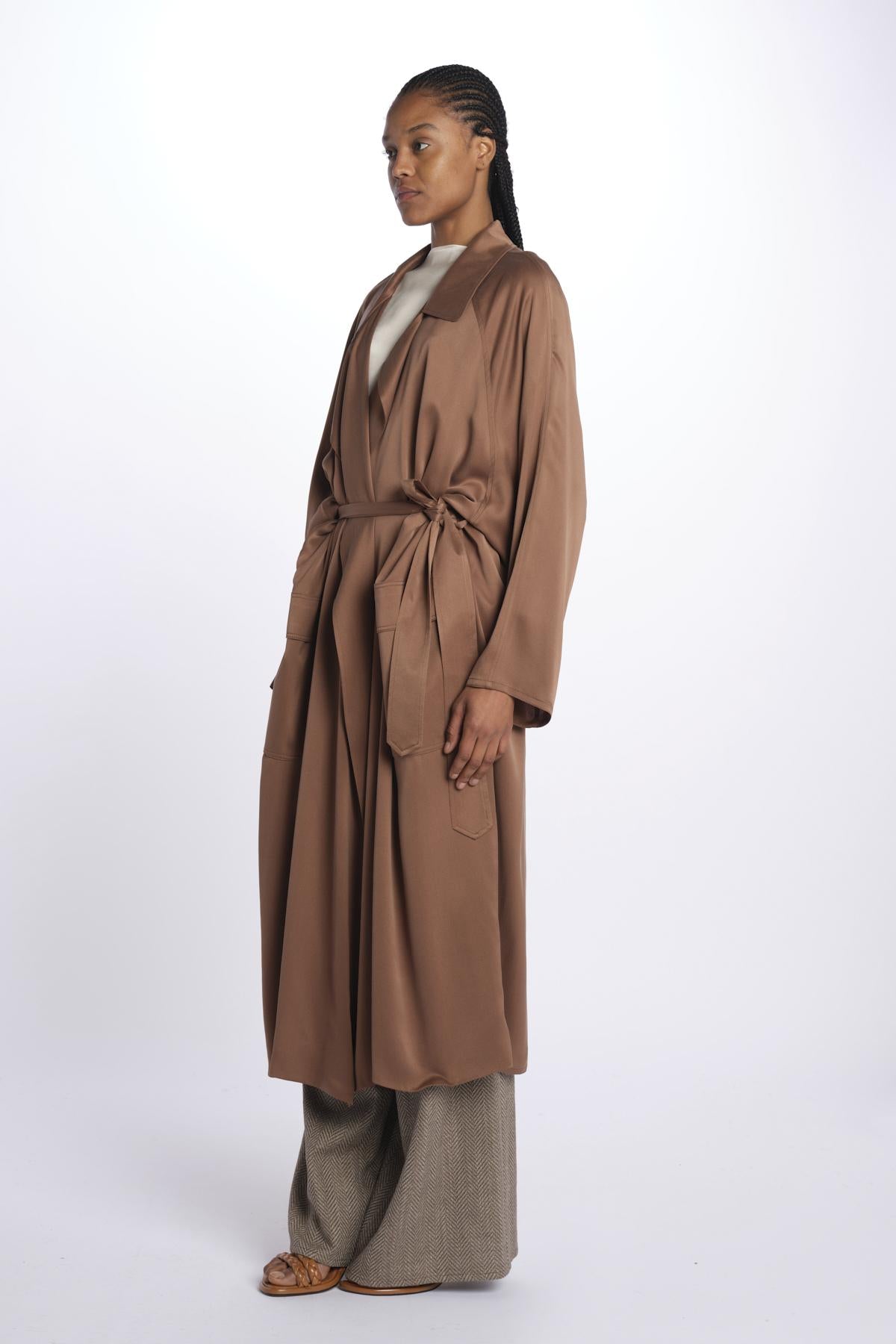 28A50 trench over in crepe satin 28A50 CACAO dusan 