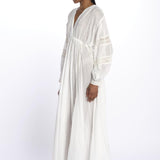 IBIZA maxi abito con scollo e maniche lunghe IBIZA IVOIRE laraethnics 