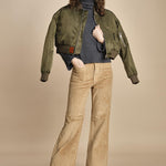 pantalone a zampa con taschine FAUVE WX CAMEL fam 