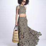 gonna luna con fiori intarsiati CALISTO M5310 PESTO lace the label 