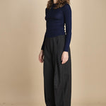 girocollo a costine manica luna in lana merino LAU30 E21210 BLU milaura 