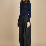 girocollo a costine manica luna in lana merino LAU30 E21210 BLU milaura 