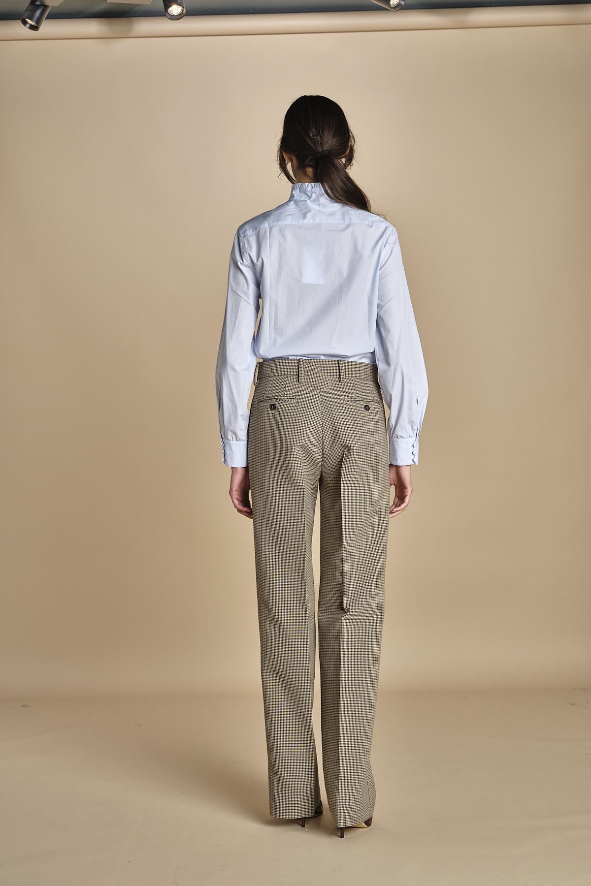 pantalone in piede de poule B032-5268-QA21 CAMMELLO MORO n21 