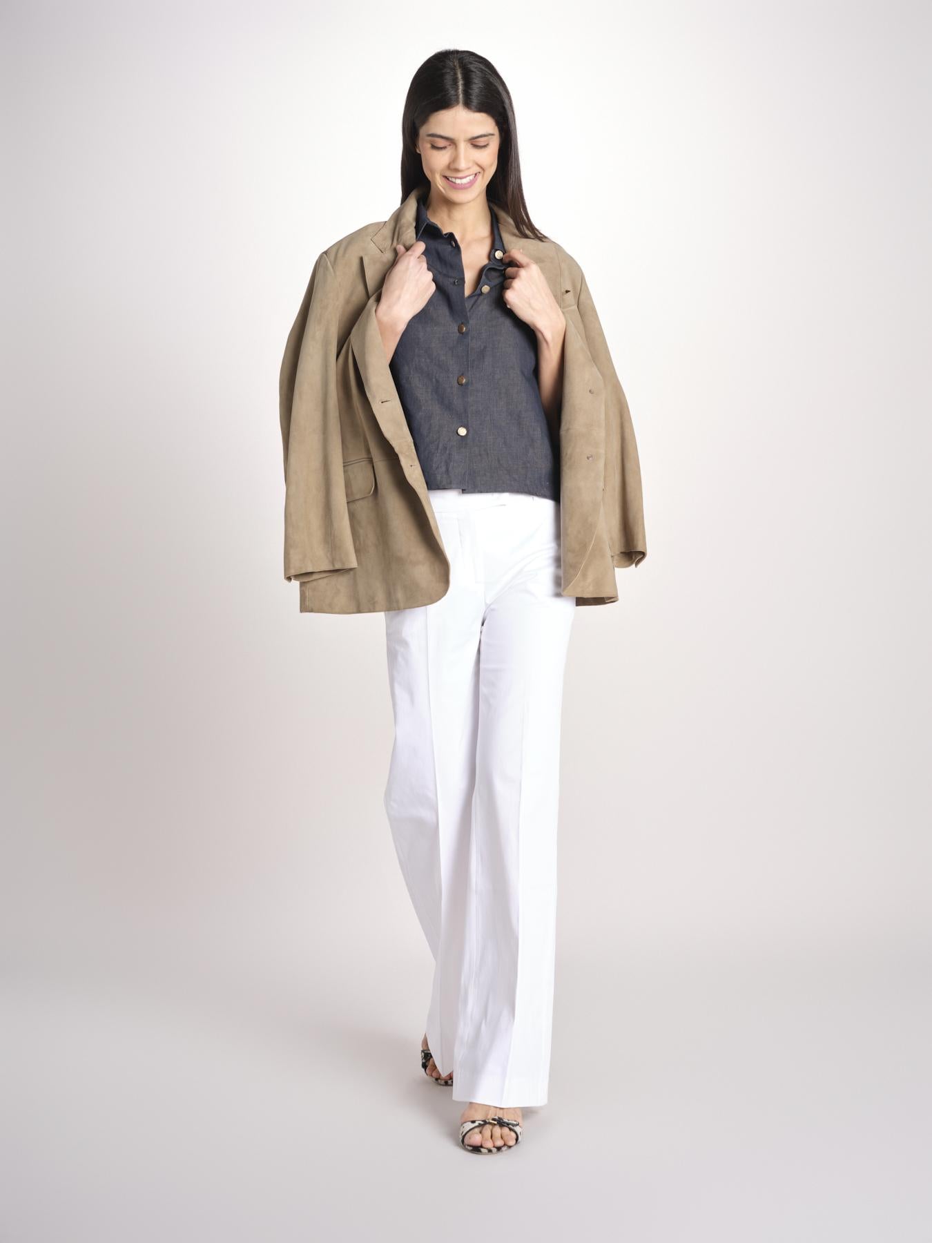 pantalone diritto in cotone MELODY L 684 54 14 BIANCO quelledue 
